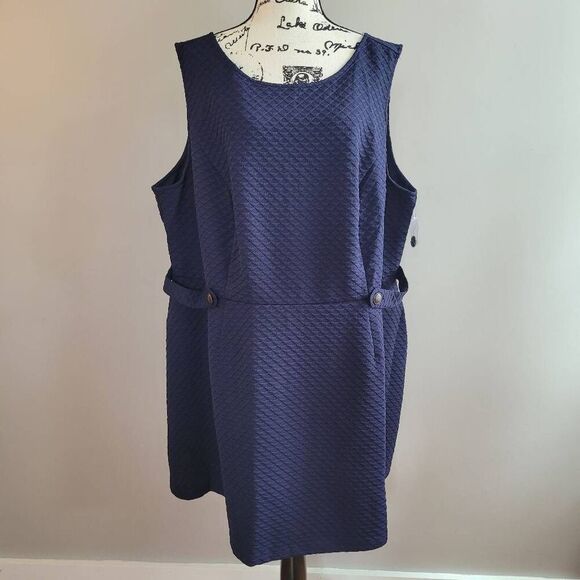 NWT Modcloth 4X navy blue sleeveless dress textured office closet staple - Picture 4 of 15